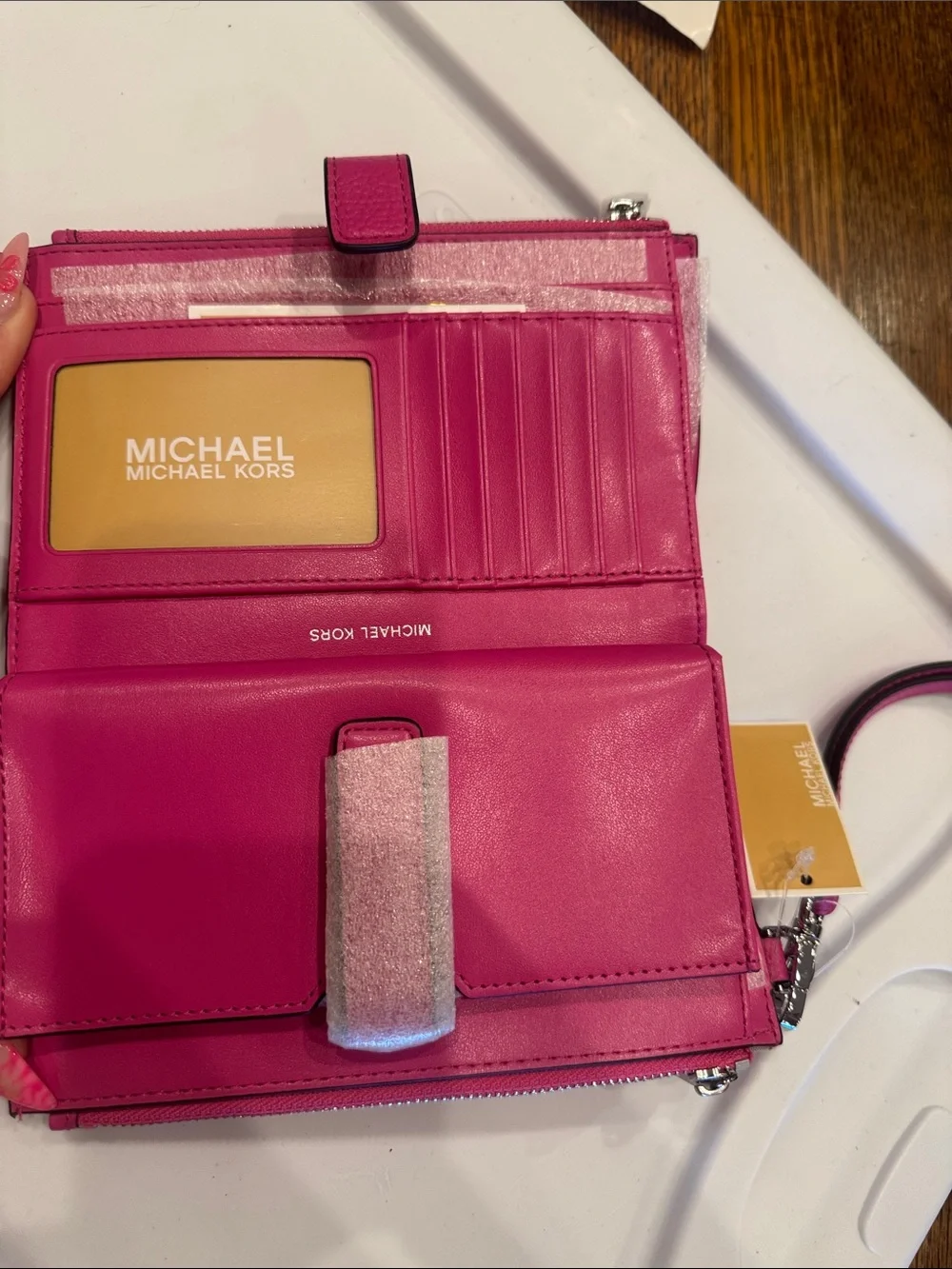 Michael Kors Fuchsia Pebbled Leather Wristlet